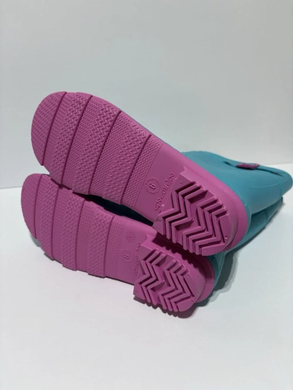 Kamik Youth Raindrops Teal Blue Rain Boots, Girls’ Size 6 M
